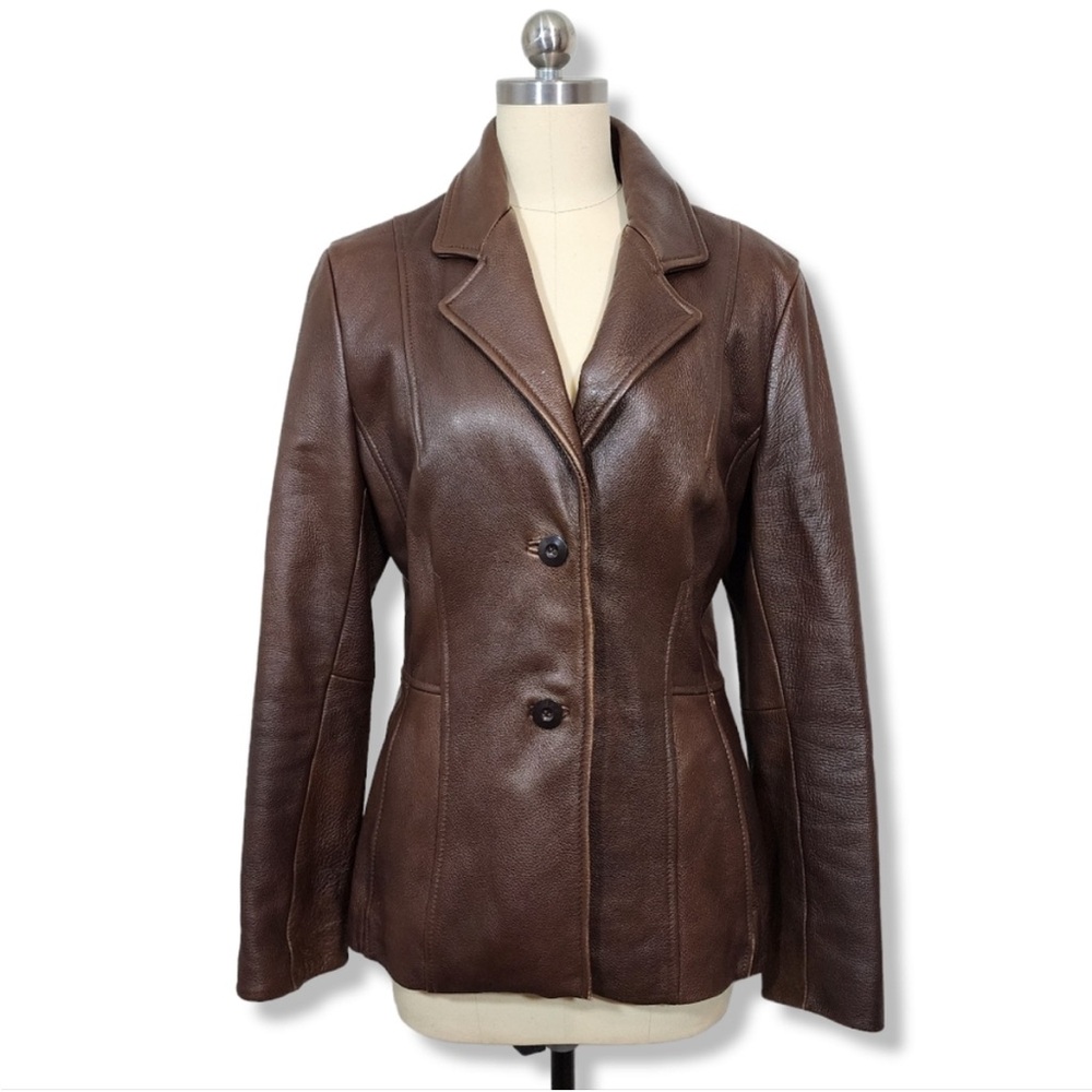 WILSONS LEATHER 2 Button Leather blazer sports coat jacket in brown size M